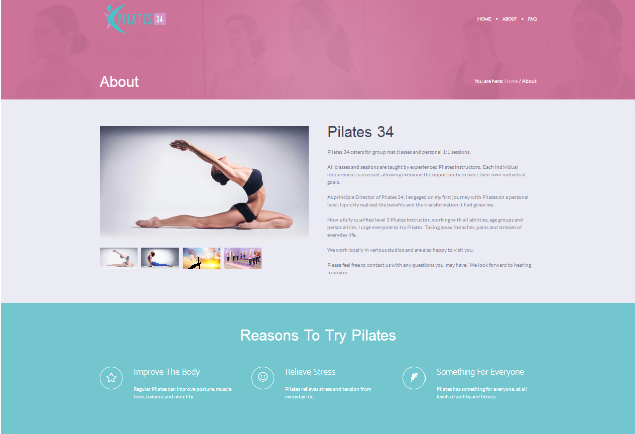 Pilates 34 website design by silvertoad