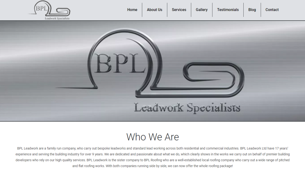 BPL Leadworks Website | Silvertoad, Luton